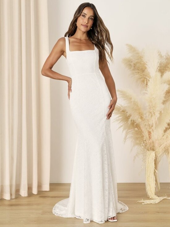 Lulus Dresses & Skirts - Lulus Eternal Happiness White Lace Square Neck Mermaid Maxi Dress NWT